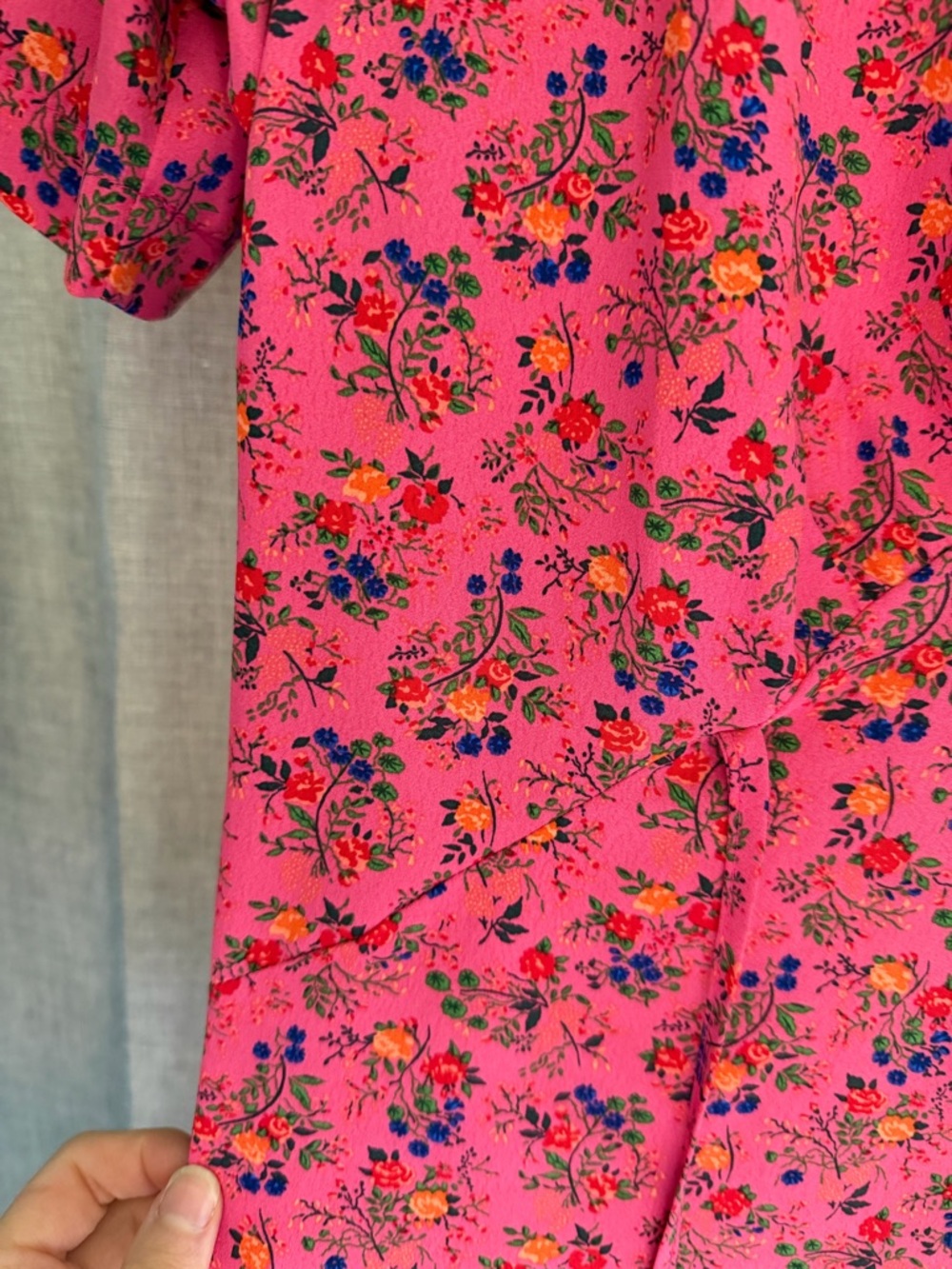Betsey Johnson Hot Pink Floral Wrap-Style Dress